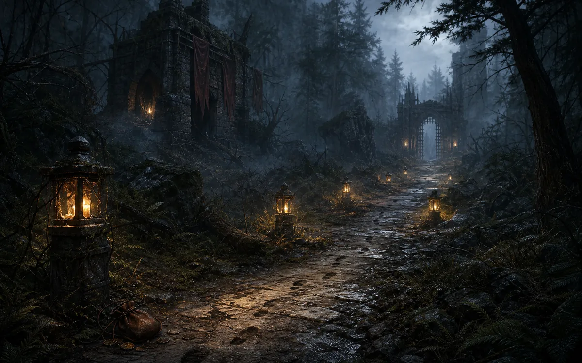 Mistfall Hunter Guide beginner extraction route through a misty forest path
